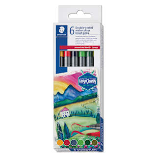Staedtler Double-Ended Watercolor Brush Pens - Europe, Set of 6