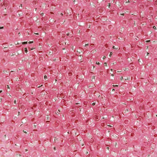 John Bead Czech Glass Seed Beads - Transparent Pink, Silver Lined, 10/0, 22 g Vial