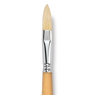 Escoda Clasico Chungking White Bristle Brush - Long Filbert, Long Handle, Size 14