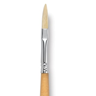 Escoda Clasico Chungking White Bristle Brush - Long Filbert, Long Handle, Size 8