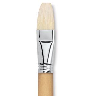 Escoda Clasico Chungking White Bristle Brush - Flat, Long Handle, Size 24