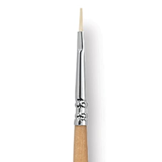 Escoda Clasico Chungking White Bristle Brush - Flat, Long Handle, Size 0
