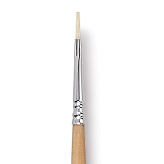 Escoda Clasico Chungking White Bristle Brush - Flat, Long Handle, Size 1