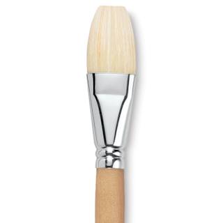Escoda Clasico Chungking White Bristle Brush - Bright, Long Handle, Size 28