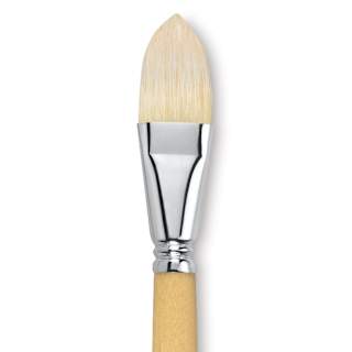 Escoda Clasico Chungking White Bristle Brush - Short Filbert, Long Handle, Size 26