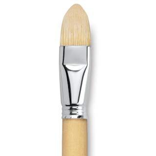 Escoda Clasico Chungking White Bristle Brush - Short Filbert, Long Handle, Size 24