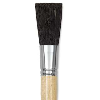 Dynasty Red-Letter Black Bristle Brush - Oval Sash, Long Handle, Size 6