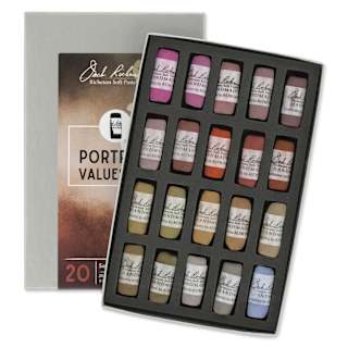 Richeson Soft Handrolled Pastels - Portrait Values 3-4, Set of 20