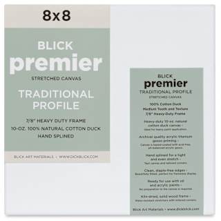 Blick Premier Stretched Cotton Canvas - Traditional Profile, Splined, 8" x 8"