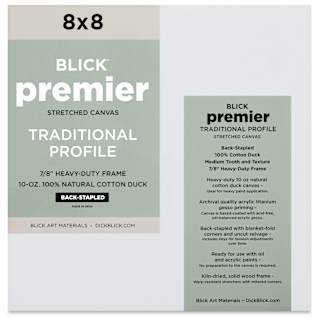 Blick Premier Stretched Cotton Canvas - Traditional Profile, Back-Stapled, 8" x 8"