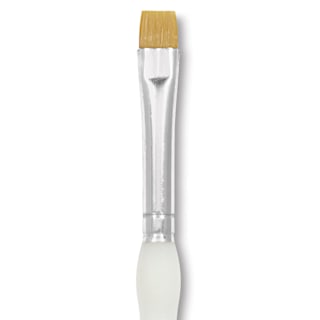 Royal & Langnickel Soft Grip Golden Taklon Brush - Short Shader, Short Handle, Size 4