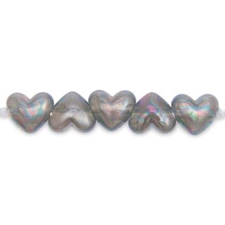 Rico Design Itoshii Plastic Heart Beads - Holographic Gray, Pkg of 12