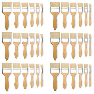 Blick Scholastic White Bristle Brush Class Pack - Gesso, Classpack of 36 Brushes