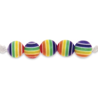 Rico Design Itoshii Plastic Beads - Pkg of 120, Rainbow Stripes, 4 mm Dia.