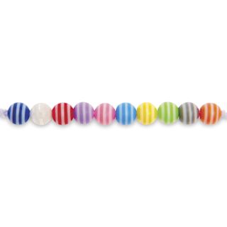 Rico Design Itoshii Plastic Beads - Pkg of 65, Multicolor Stripes, 6 mm Dia.