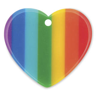 Rico Design Itoshii Plastic Disc Bead - Rainbow Heart, 26 mm W x 23 mm L x 3 mm H
