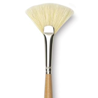 Raphaël D'Artigny Interlocked White Bristle Brush - Fan, Long Handle, Size 8