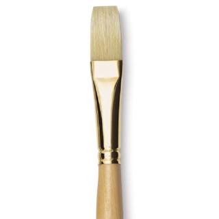 Raphaël D'Artigny Interlocked White Bristle Brush - Flat, Long Handle, Size 18