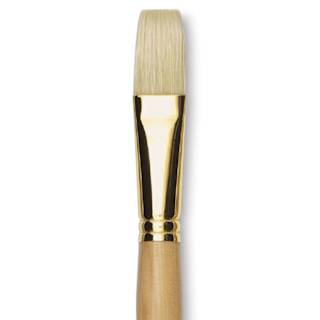 Raphaël D'Artigny Interlocked White Bristle Brush - Flat, Long Handle, Size 22