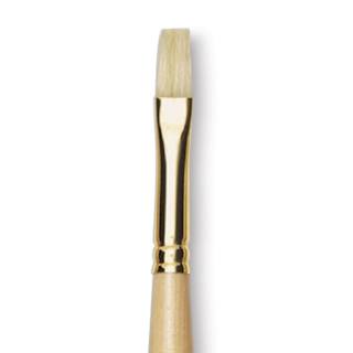 Raphaël D'Artigny Interlocked White Bristle Brush - Flat, Long Handle, Size 4