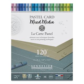 Sennelier La Carte Pastel Card Mixed Media Pad - Shades of Grey, 9-1/2" x 12", 190 lb, 12 Sheets
