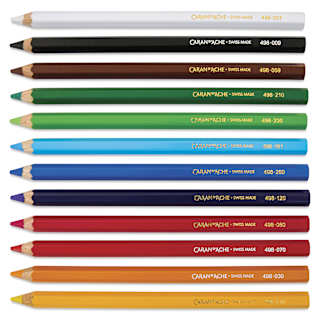 Caran d’Ache Swisscolor Aquarelle Maxi Colored Pencils - Assorted Colors, Set of 12