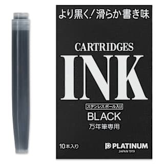 Platinum Pen Ink Cartridges - Black, Pkg of 10