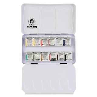 Schmincke Akademie Aquarell Watercolor Pans - Set of 12, Metal Case, Half Pans