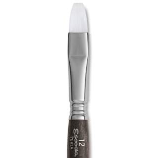 Escoda Perla Toray White Synthetic Travel Brush - Bright, Short Handle, Size 12