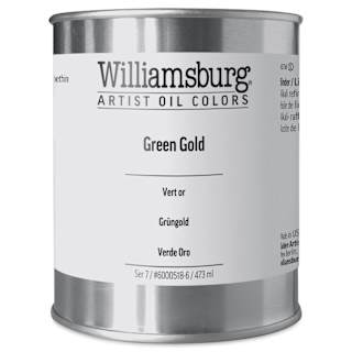 Williamsburg Handmade Oil Paint - Green Gold, 16 oz can