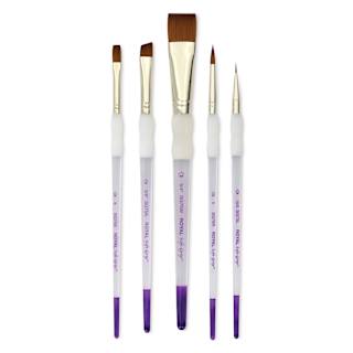 Royal & Langnickel Soft Grip Synthetic Sable Brushes - Wash Variety, Short Handle, Set of 5