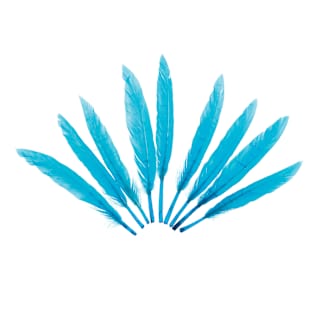 John Bead Duck Quill Feathers - Pkg of 72, Turquoise
