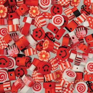 John Bead Craft Beads Clay Shapes - Red Mix, Pkg of 120