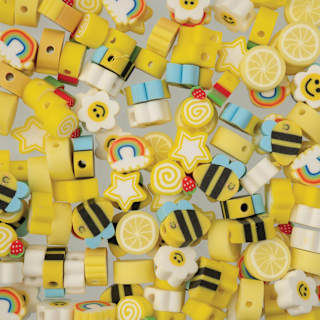 John Bead Craft Beads Clay Shapes - Yellow Mix, Pkg of 120