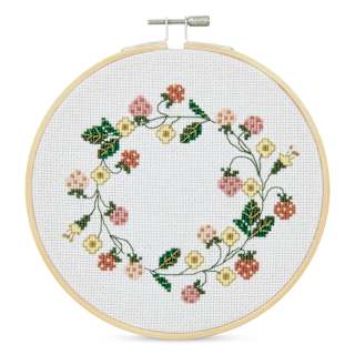 Rico Design Counted Cross Stitch Kit - Strawberry Wreath, 15 cm