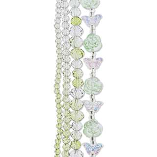 John Bead Crystal Lane DIY Glass Garden Bead Quadruple Strand - Butterflies, Roses, and Faceted Rondelles, Green Ombre