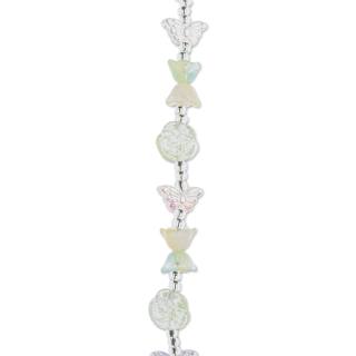 John Bead Crystal Lane DIY Glass Garden Bead Single Strand - Butterflies, Roses, and Tulips, Green Pastels