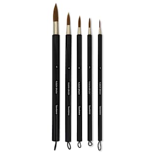 Yasutomo Fusion Synthetic Brushes - Round, Short Handle, Set of 5