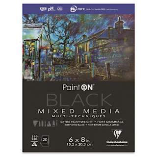 Clairefontaine PaintOn Mixed Media Pad - Black, 6" x 8", 20 Sheets
