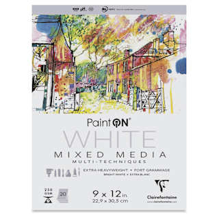 Clairefontaine PaintOn Mixed Media Pad - White, 9" x 12", 20 Sheets