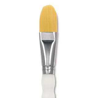 Royal & Langnickel Soft Grip Golden Taklon Brush - Oval Wash, Short Handle, Size 3/4"
