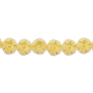 John Bead Czech Pressed Glass Flower Bead Strand - Yellow on White, 9 mm