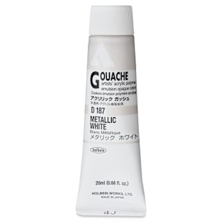 Holbein Acrylic Gouache - Metallic White, 20 ml tube