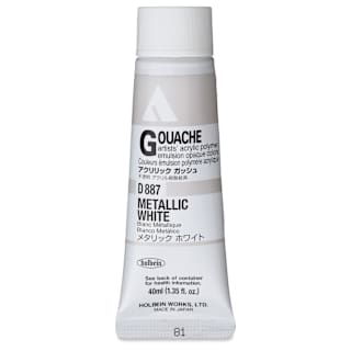 Holbein Acrylic Gouache - Metallic White, 40 ml tube