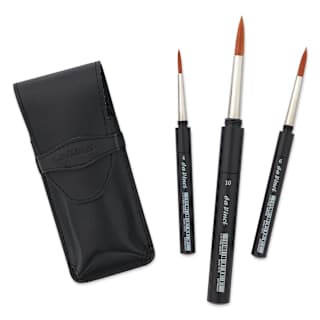 Da Vinci Cosmotop Spin Travel Brushes - Round, Extra Short Handle, Travel Case Set of 3
