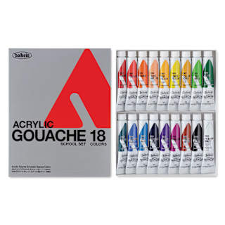Holbein Acrylic Gouache - Set of 18, Assorted Colors, 12 ml Tubes