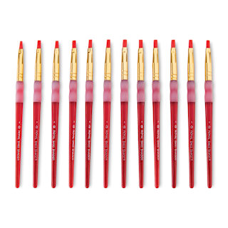 Royal & Langnickel Big Kid's Choice Lil' Grippers Synthetic Brushes - Flat, Size 4, Pkg of 12