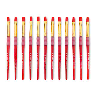 Royal & Langnickel Big Kid's Choice Lil' Grippers Synthetic Brushes - Flat, Size 8, Pkg of 12