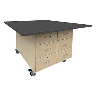 Hann Mobile Workstation - 2-Door, Black Laminate Top with 6-Drawer