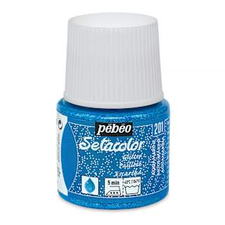 Pebeo Setacolor Fabric Paint - Aquamarine, Glitter, 45ml Bottle